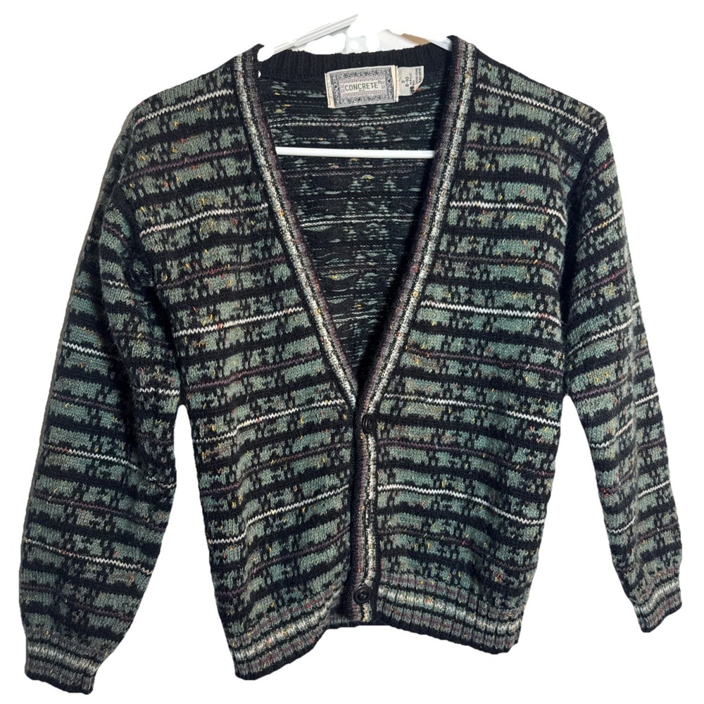Vintage‎ 80s Concrete Knit Cardigan Sweater Women's S – Made in Hong Kong